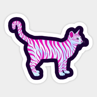 Pink Magenta Striped Tabby Cat Sticker